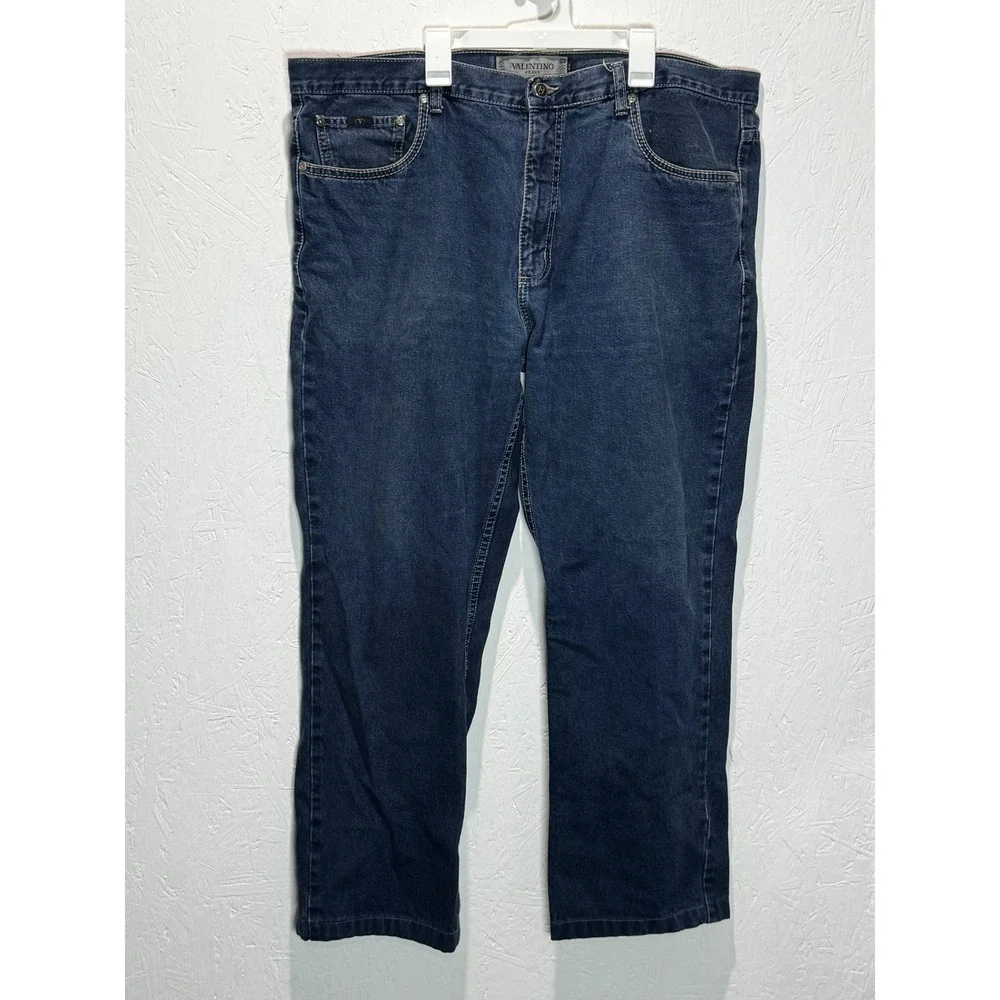 Valentino Jeans Classic Mens Indigo Blue Straight Leg Denim Pants Size 42 107cm